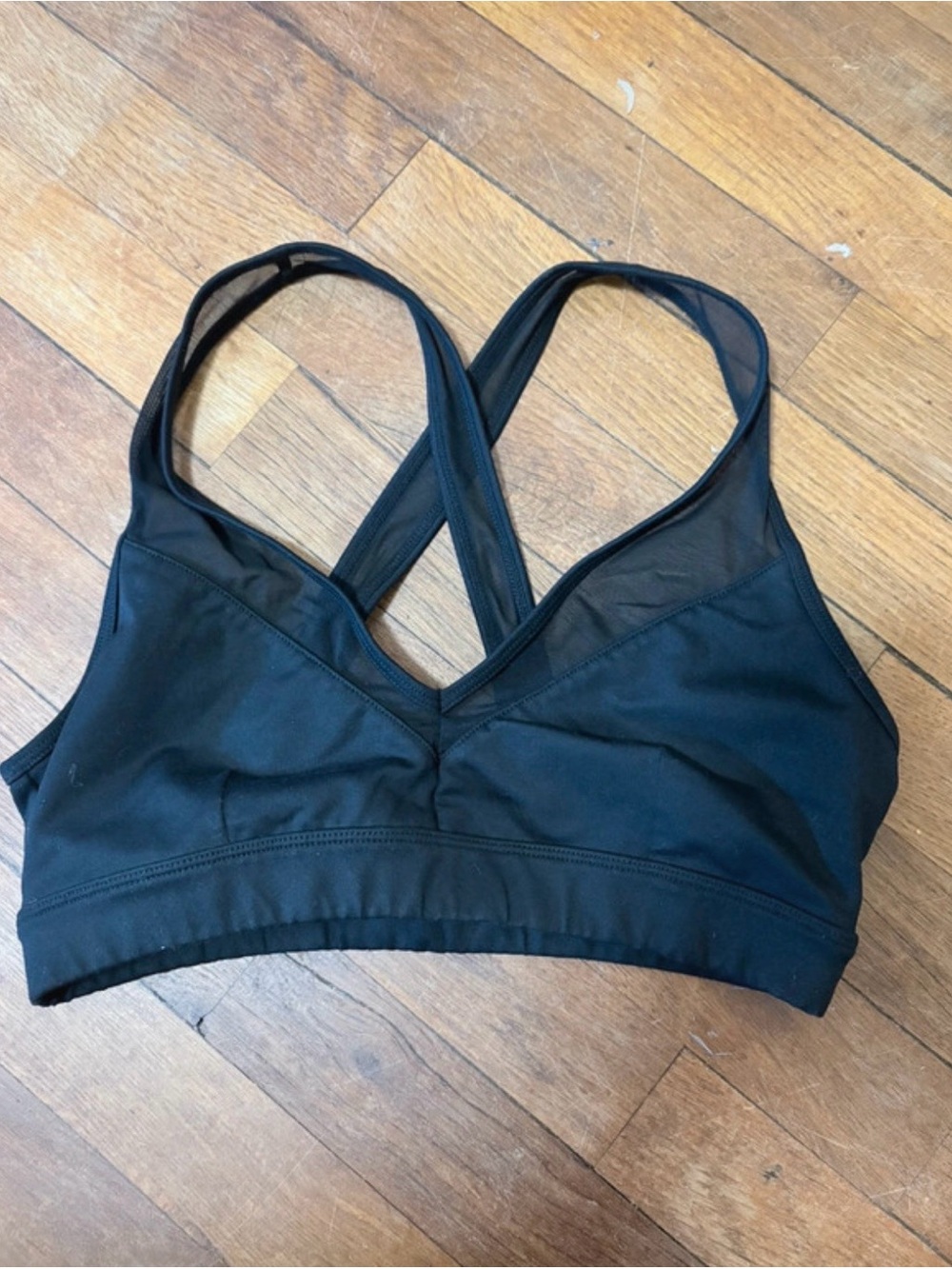 ALO Yoga Black Cross-Back Mesh Sports Bra